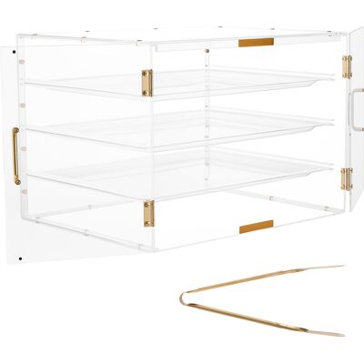 MOPHORN Vetrina Da Banco Per Pasticceria, Espositore Commerciale A 4 Ripiani, Contenitore In Acrilico Trasparente Per Dolci Con Porta Posteriore Magnetica Per Pane E Biscotti MOPHORN Vetrina Da Banco Per Pasticceria, Espositore Commerciale A 4 Ripiani, Contenitore In Acrilico Trasparente Per Dolci Con Porta Posteriore Magnetica Per Pane E Biscotti