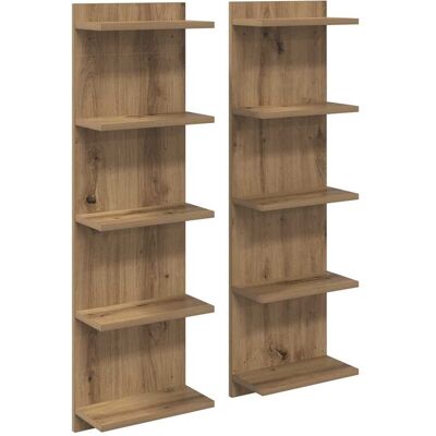 VIDAXL Scaffale Da Parete 2 Pz Rovere Artigianale 30 X 15 X 100 Cm VIDAXL Scaffale Da Parete 2 Pz Rovere Artigianale 30 X 15 X 100 Cm