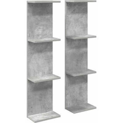 VIDAXL Scaffale Da Parete 2 Pz Grigio Cemento 25 X 15 X 100 Cm VIDAXL Scaffale Da Parete 2 Pz Grigio Cemento 25 X 15 X 100 Cm