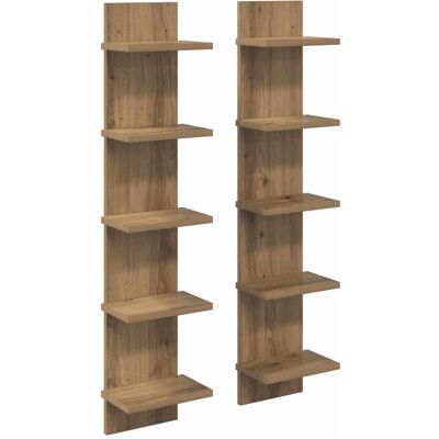 VIDAXL Scaffale Da Parete 2 Pz Rovere Artigianale 22 X 15 X 100 Cm VIDAXL Scaffale Da Parete 2 Pz Rovere Artigianale 22 X 15 X 100 Cm