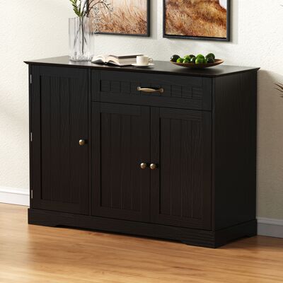 OKWISH Credenze E Buffet Con 3 Ante E 1 Cassetto, Nero OKWISH Credenze E Buffet Con 3 Ante E 1 Cassetto, Nero