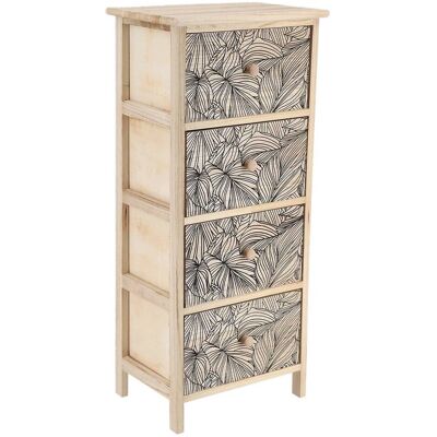 TENDANCE Mobile Paulownia Mdf Pioppo 4 Cassetti Stampato Esteban Pomelli In Legno - Nero Naturale - TENDANCE Mobile Paulownia Mdf Pioppo 4 Cassetti Stampato Esteban Pomelli In Legno - Nero Naturale -