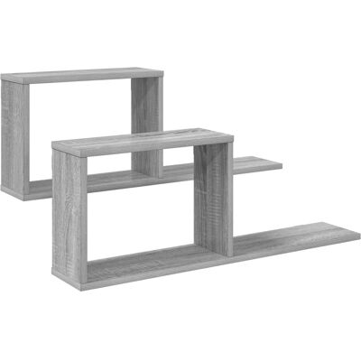 VIDAXL Scaffali Flottanti 2 Pz Sonoma Grigio 80 X 15 X 30 Cm VIDAXL Scaffali Flottanti 2 Pz Sonoma Grigio 80 X 15 X 30 Cm