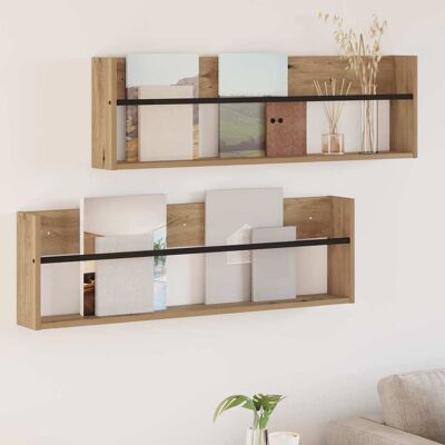 VIDAXL Scaffale Per Riviste 2 Pcs Rovere Artigianale 100 X 12 X VIDAXL Scaffale Per Riviste 2 Pcs Rovere Artigianale 100 X 12 X