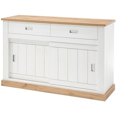 ARREDITALY Credenza Madia Mobile Soggiorno Con 2 Cassetti E 2 Ante Scorrevoli 4 Ripiani Interni Design Minimal Shabby Chic Sala Da Pranzo Zona Living 150 X 50 X 95.5 Cm Bianco E Rovere ARREDITALY Credenza Madia Mobile Soggiorno Con 2 Cassetti E 2 Ante Scorrevoli 4 Ripiani Interni Design Minimal Shabby Chic Sala Da Pranzo Zona Living 150 X 50 X 95.5 Cm Bianco E Rovere