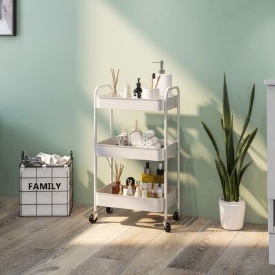 PZCC Carrello Da Cucina A 3 Livelli Con Maniglie E 4 Rotelle, Carrello Portaoggetti In Acciaio, Per Ufficio, Soggiorno, Cucina, 45x30.6x79 Cm, Bianco PZCC Carrello Da Cucina A 3 Livelli Con Maniglie E 4 Rotelle, Carrello Portaoggetti In Acciaio, Per Ufficio, Soggiorno, Cucina, 45x30.6x79 Cm, Bianco