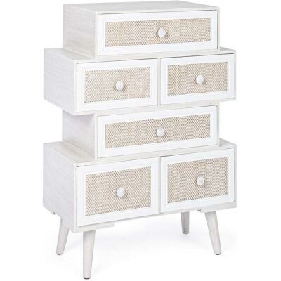 BIZZOTTO Cassettiera - Montiel, 6 cassetti - Stile rustico bianco antico - Arredo interno BIZZOTTO Cassettiera - Montiel, 6 cassetti - Stile rustico bianco antico - Arredo interno