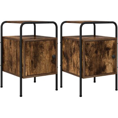 VIDAXL Armadio Da Notte 2 Pz Rovere Fumo Legno Ingegnerizzato VIDAXL Armadio Da Notte 2 Pz Rovere Fumo Legno Ingegnerizzato