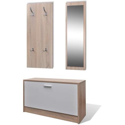MAISON EXCLUSIVE - Scarpiera In Legno Set 3 In 1 Rovere E Bianco MAISON EXCLUSIVE - Scarpiera In Legno Set 3 In 1 Rovere E Bianco