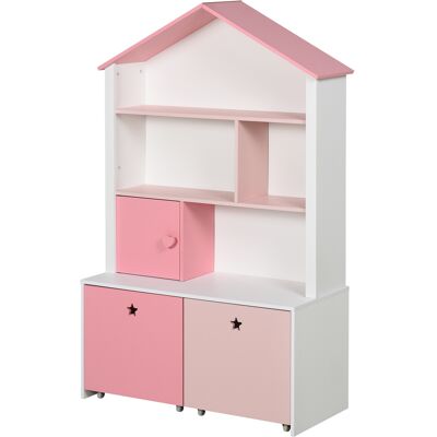 HOMCOM - Scaffale Portagiochi Rosa Per Cameretta Bimbi Con 2 Cassetti Estraibili HOMCOM - Scaffale Portagiochi Rosa Per Cameretta Bimbi Con 2 Cassetti Estraibili