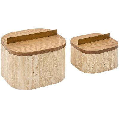 ATMOSPHERA Set Di 2 Scatole Decorative Anaya L14 18cm Beige - Créateur D'Intérieur ATMOSPHERA Set Di 2 Scatole Decorative Anaya L14 18cm Beige - Créateur D'Intérieur