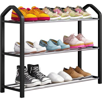 QIYAO Organizzatore Per Scarpe - Scarpiera Semplice Per La Casa, Scarpiera A Più Livelli, Adatta Per L'Ingresso, Ripiano Porta Scarpe, Scarpiera A Tre Livelli (nera) QIYAO Organizzatore Per Scarpe - Scarpiera Semplice Per La Casa, Scarpiera A Più Livelli, Adatta Per L'Ingresso, Ripiano Porta Scarpe, Scarpiera A Tre Livelli (nera)