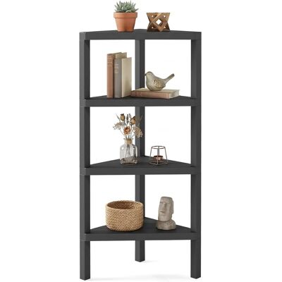 COSTWAY Supporto Scaffale Ad Angolo,libreria Ad Angolo A 4 Ripiani,scaffali A Doghe Aperte,nero COSTWAY Supporto Scaffale Ad Angolo,libreria Ad Angolo A 4 Ripiani,scaffali A Doghe Aperte,nero