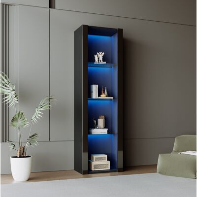 OKMYHOME Mobile Contenitore 55x38x166 Vetrina Led App Nero Alto OKMYHOME Mobile Contenitore 55x38x166 Vetrina Led App Nero Alto