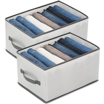 OEM Set Di 2 Scatole Portaoggetti Grigie Per Jeans, Pantaloni, Sistema Di Stoccaggio, Armadio, Cassetti Pieghevoli, Vestiti, Per Biancheria Intima, Jeans, T-shirt, Pantaloni, Camicie OEM Set Di 2 Scatole Portaoggetti Grigie Per Jeans, Pantaloni, Sistema Di Stoccaggio, Armadio, Cassetti Pieghevoli, Vestiti, Per Biancheria Intima, Jeans, T-shirt, Pantaloni, Camicie