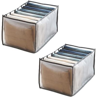 FORTUNEVILLE Organizzatore Per Cassetti Pieghevole, Scatola Portaoggetti In 2 Pezzi Con Scomparti, Organizer Per Cassetti, Organizer Per Armadio Lavabile E Traspirante Per Jeans, Magliette, Pantaloni, Maglioni, Bi FORTUNEVILLE Organizzatore Per Cassetti Pieghevole, Scatola Portaoggetti In 2 Pezzi Con Scomparti, Organizer Per Cassetti, Organizer Per Armadio Lavabile E Traspirante Per Jeans, Magliette, Pantaloni, Maglioni, Bi