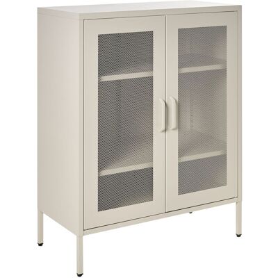 BELIANI Credenza Moderna In Acciaio Industriale Per Ufficio Con 2 Ante E Ripiani Beige Chiaro Wakatipu BELIANI Credenza Moderna In Acciaio Industriale Per Ufficio Con 2 Ante E Ripiani Beige Chiaro Wakatipu