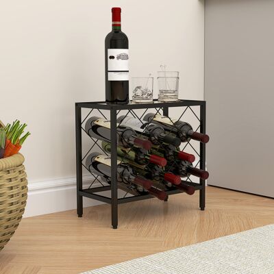 PZCC Portabottiglie Vino Per 10 Bottiglie Totali Con Piano D'Appoggio In Vetro Temperato, Cantinetta Portabottiglie In Acciaio, Per Cucina, Dispensa, Cantina E Bar, 41x22x41 Cm, Nero PZCC Portabottiglie Vino Per 10 Bottiglie Totali Con Piano D'Appoggio In Vetro Temperato, Cantinetta Portabottiglie In Acciaio, Per Cucina, Dispensa, Cantina E Bar, 41x22x41 Cm, Nero
