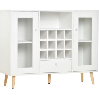 BEYAMIS Credenza Da Cucina – Portabottiglie – Cassetto – Ripiano A Giorno – 2 Ante In Vetro – 100 X 33 X 80 Cm – Bianco BEYAMIS Credenza Da Cucina – Portabottiglie – Cassetto – Ripiano A Giorno – 2 Ante In Vetro – 100 X 33 X 80 Cm – Bianco