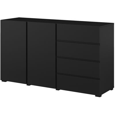 PETITS-MEUBLES Buffet 2 Ante 4 Cassetti Maxis Nero 78cm PETITS-MEUBLES Buffet 2 Ante 4 Cassetti Maxis Nero 78cm