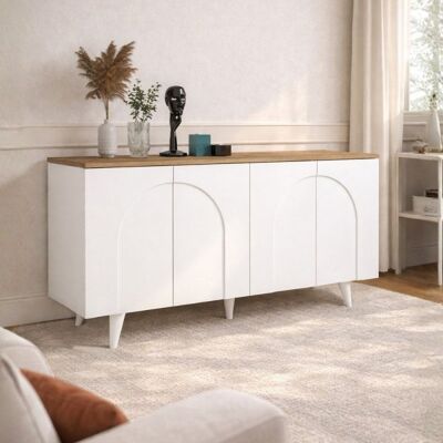 MITEPEK Madia Bono Con 4 Ante Ad Arco In Colore Bianco E Piano Rovere MITEPEK Madia Bono Con 4 Ante Ad Arco In Colore Bianco E Piano Rovere