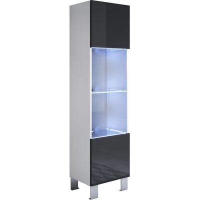MUEBLES BONITOS Vetrina Con Piedini 12cm E Led Mobile Soggiorno Moderno Salotto Vetrinetta Pensile 40x177x28 Modello Luke V6 Bianco E Nero Lucido MUEBLES BONITOS Vetrina Con Piedini 12cm E Led Mobile Soggiorno Moderno Salotto Vetrinetta Pensile 40x177x28 Modello Luke V6 Bianco E Nero Lucido