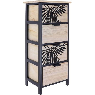 TENDANCE Mobile Paulownia Mdf Pioppo 4 Cassetti Arredo Piante Aloha Maniglie Metallo - Nero Naturale - TENDANCE Mobile Paulownia Mdf Pioppo 4 Cassetti Arredo Piante Aloha Maniglie Metallo - Nero Naturale -