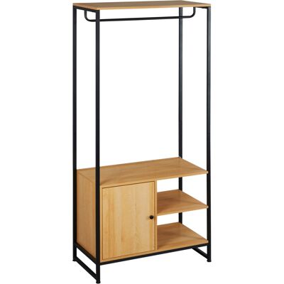 TORMATOR Appendiabiti In Acciaio E Legno Stile Industriale Con Scarpiera E Ripiani, 80x40x180cm TORMATOR Appendiabiti In Acciaio E Legno Stile Industriale Con Scarpiera E Ripiani, 80x40x180cm