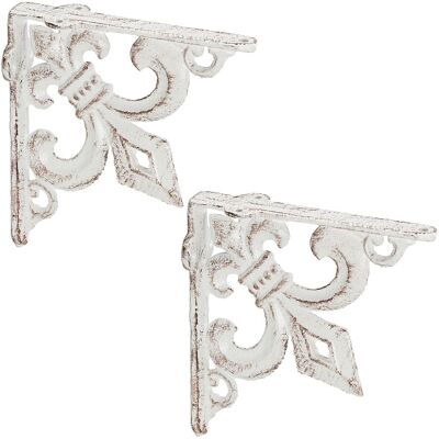 RELAXDAYS Staffe Per Mensole, Set Da 2 Supporti Dal Design Barocco, Reggimensola Angolari Per Scaffali, Vintage, Bianco - RELAXDAYS Staffe Per Mensole, Set Da 2 Supporti Dal Design Barocco, Reggimensola Angolari Per Scaffali, Vintage, Bianco -