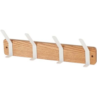 TENDANCE Appendiabiti Con 4 Ganci In Legno E Metallo, Da Fissare, Bianco - TENDANCE Appendiabiti Con 4 Ganci In Legno E Metallo, Da Fissare, Bianco -