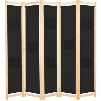 VIDAXL Divisorio A 5 Pannelli Nero 200x170x4 Cm In Tessuto - VIDAXL Divisorio A 5 Pannelli Nero 200x170x4 Cm In Tessuto -