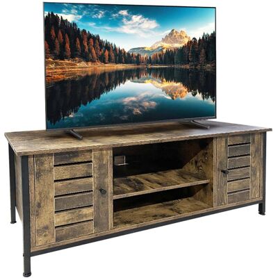 BAKAJI - Mobile Tv Porta Televisore Legno 2 Ripiani + Ante Design Moderno Industriale BAKAJI - Mobile Tv Porta Televisore Legno 2 Ripiani + Ante Design Moderno Industriale