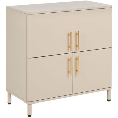 BELIANI Credenza In Acciaio A 4 Ante Con Angoli Arrotondati Beige Ombura BELIANI Credenza In Acciaio A 4 Ante Con Angoli Arrotondati Beige Ombura