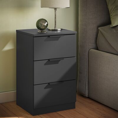 Vicco Comodino Camera Da Letto Fino, Nero, 37.6 X 61.8 Cm Con 3 Cassetti, Vicco Comodino Camera Da Letto Fino, Nero, 37.6 X 61.8 Cm Con 3 Cassetti,