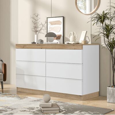 OKMYHOME Mobile Cassettiera 6 Cassetti Classica Bianco Quercia OKMYHOME Mobile Cassettiera 6 Cassetti Classica Bianco Quercia
