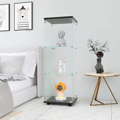 BRILVERDE Vetrina In Vetro Con Porta E 3 Ripiani, Mobile Contenitore Trasparente, Libreria Vetrata Su Piedi, Armadio Espositivo Moderno Per Soggiorno Camera Ufficio, Nero BRILVERDE Vetrina In Vetro Con Porta E 3 Ripiani, Mobile Contenitore Trasparente, Libreria Vetrata Su Piedi, Armadio Espositivo Moderno Per Soggiorno Camera Ufficio, Nero