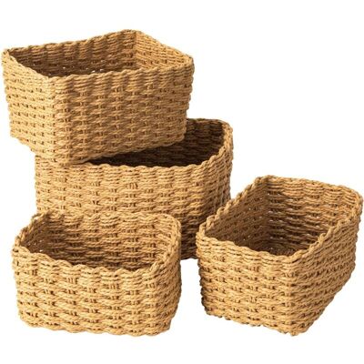 DPZO Cestini Portaoggetti In Vimini Intrecciato, Set Da 4, Cestini In Vimini Impilabili (marrone) DPZO Cestini Portaoggetti In Vimini Intrecciato, Set Da 4, Cestini In Vimini Impilabili (marrone)