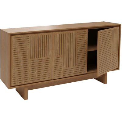 DÉCOSHOP26 Credenza Con 3 Ante E 6 Scomparti 86 X 160 X 40 Cm Melaminico Con Finitura Olmo Naturale 040009389 DÉCOSHOP26 Credenza Con 3 Ante E 6 Scomparti 86 X 160 X 40 Cm Melaminico Con Finitura Olmo Naturale 040009389