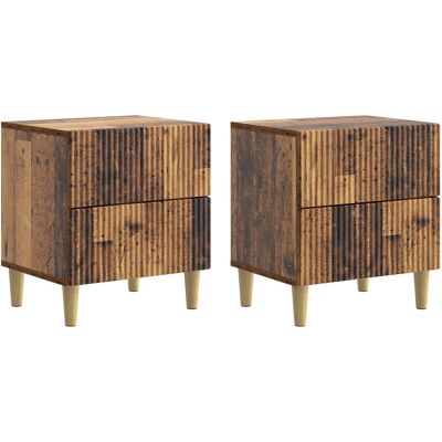 VIDAXL Armadio Da Notte 2 Pz Legno Antico 43 X 34,5 X 48 Cm VIDAXL Armadio Da Notte 2 Pz Legno Antico 43 X 34,5 X 48 Cm