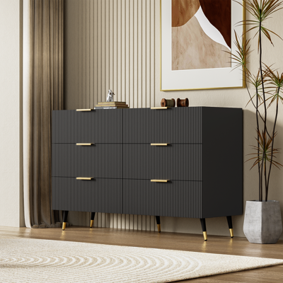 ELVMI Madia Con 6 Cassetti, Maniglie E Gambe Dorate Per Soggiorno In Pannello Di Particelle 120×40×77 Cm ELVMI Madia Con 6 Cassetti, Maniglie E Gambe Dorate Per Soggiorno In Pannello Di Particelle 120×40×77 Cm