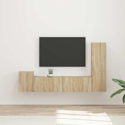 VIDAXL Set Mobile Tv 4 Pz Rovere Sonoma Legno Ingegnerizzato VIDAXL Set Mobile Tv 4 Pz Rovere Sonoma Legno Ingegnerizzato
