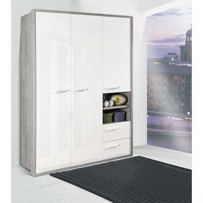 COMPOSAD Armadio Mod. Mipiace Cm 152.6x63.4 H. 217 Cemento E Bianco Lucido COMPOSAD Armadio Mod. Mipiace Cm 152.6x63.4 H. 217 Cemento E Bianco Lucido