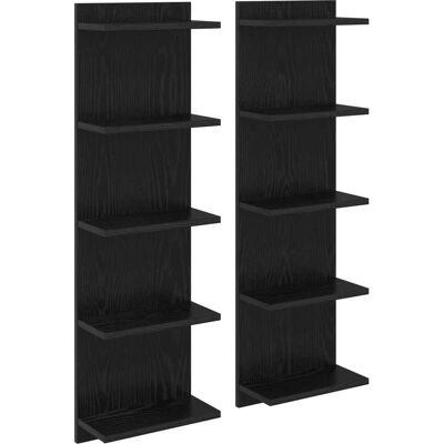 VIDAXL Scaffale Da Parete 2 Pz Rovere Nero 30 X 15 X 100 Cm VIDAXL Scaffale Da Parete 2 Pz Rovere Nero 30 X 15 X 100 Cm