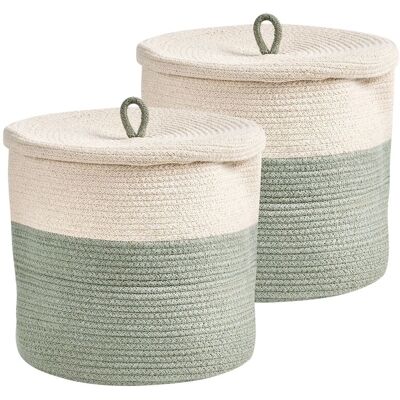 BELIANI Cesto Portaoggetti Singolo In Cotone Stile Boho Silopi Bianco Sporco BELIANI Cesto Portaoggetti Singolo In Cotone Stile Boho Silopi Bianco Sporco