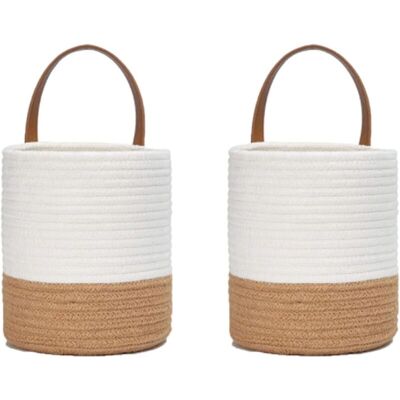 OEM 2 Cesti Per Piante In Corda Di Cotone Intrecciata, Set Di Cesti Da Parete Intrecciati Da Appendere, Cesto In Corda Di Cotone, Per Vaso Di Fiori, Supporto In Cotone, Decorazione Per La Casa, Bianco + J OEM 2 Cesti Per Piante In Corda Di Cotone Intrecciata, Set Di Cesti Da Parete Intrecciati Da Appendere, Cesto In Corda Di Cotone, Per Vaso Di Fiori, Supporto In Cotone, Decorazione Per La Casa, Bianco + J