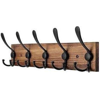 OEM Appendiabiti Da Parete In Legno Massello – 5 Ganci Tripli Neri – 43 Cm – Ideale Per Ingresso, Camera Da Letto, Bagno E Cabina Armadio OEM Appendiabiti Da Parete In Legno Massello – 5 Ganci Tripli Neri – 43 Cm – Ideale Per Ingresso, Camera Da Letto, Bagno E Cabina Armadio