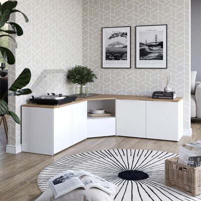Vicco Parete Attrezzata Soggiorno Wido, Bianco/sonoma, 2 Parti, Vicco Parete Attrezzata Soggiorno Wido, Bianco/sonoma, 2 Parti,