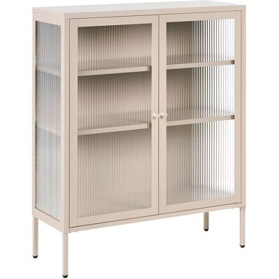 BELIANI Vetrina Moderna In Acciaio Beige E Ante In Vetro 90 X 31 Cm Lerryn BELIANI Vetrina Moderna In Acciaio Beige E Ante In Vetro 90 X 31 Cm Lerryn