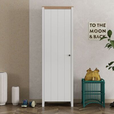 DMORA Mobile Da Ingresso Wanaka, 4 Ripiani, Appendiabiti, Un'anta, 60x40x191h Cm Bianco DMORA Mobile Da Ingresso Wanaka, 4 Ripiani, Appendiabiti, Un'anta, 60x40x191h Cm Bianco