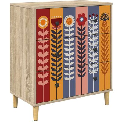 VIDAXL Cassettiera Essen Stampa Di Girasoli 66 X 36,5 X 75 Cm Sonoma VIDAXL Cassettiera Essen Stampa Di Girasoli 66 X 36,5 X 75 Cm Sonoma